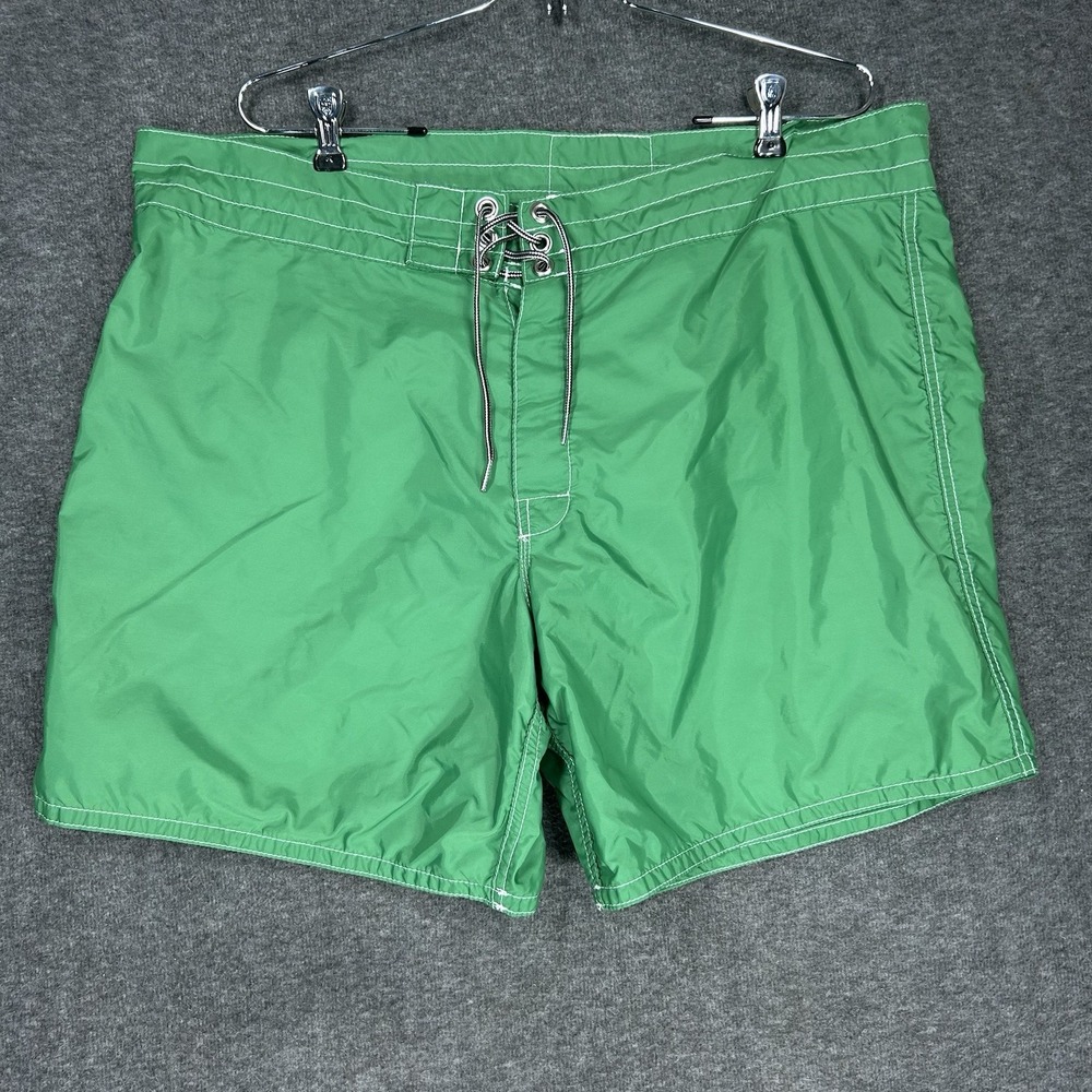 Birdwell Beach Britches Shorts Mens 40 Green Nylon Board Surf Trunks 7" inseam